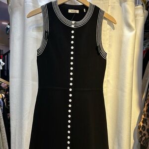 Sandro Black Mini Dress with White Trim